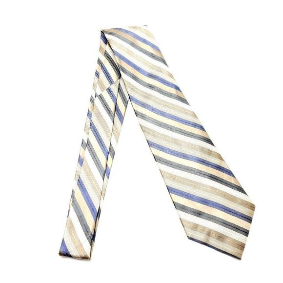 Calvin Klein Silk‎ Tie Striped Woven Tan - Picture 6 of 6